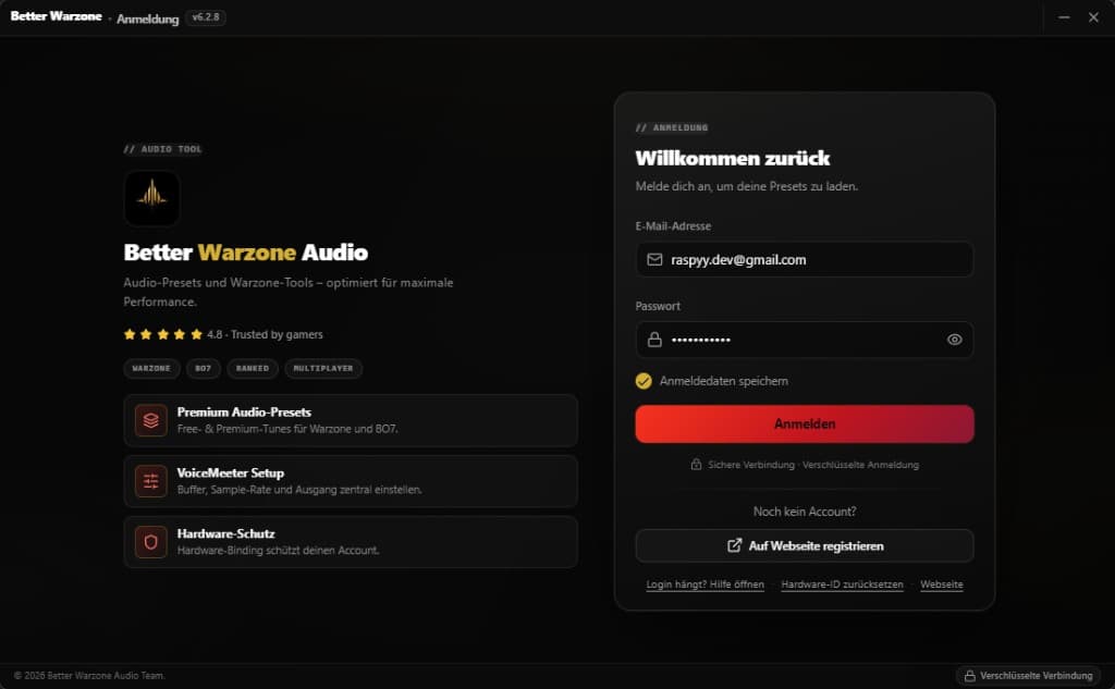 Better Warzone Audio Login Interface - Klicke zum Vergrößern