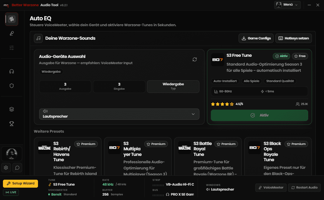 Better Warzone Audio App